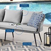 Outdoor patio wicker rattan sectional sofa in gray by Modway additional picture 6