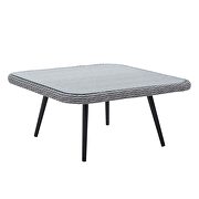 Outdoor patio wicker rattan square coffee table in gray by Modway additional picture 2