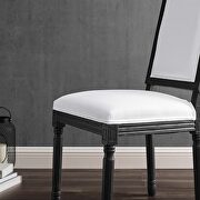 French vintage upholstered fabric dining side chair in black white additional photo 2 of 7