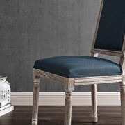 French vintage upholstered fabric dining side chair in natural blue additional photo 2 of 7