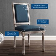 French vintage upholstered fabric dining side chair in natural blue additional photo 3 of 7