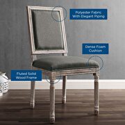 French vintage upholstered fabric dining side chair in natural gray additional photo 3 of 7