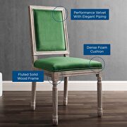 French vintage performance velvet dining side chair in natural emerald additional photo 3 of 7
