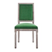 French vintage performance velvet dining side chair in natural emerald additional photo 5 of 7