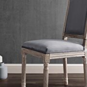 French vintage performance velvet dining side chair in natural gray additional photo 2 of 7