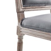 French vintage performance velvet dining side chair in natural gray additional photo 4 of 7