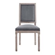 French vintage performance velvet dining side chair in natural gray additional photo 5 of 7