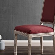 French vintage performance velvet dining side chair in natural maroon additional photo 2 of 7