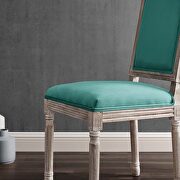 French vintage performance velvet dining side chair in natural teal additional photo 2 of 7