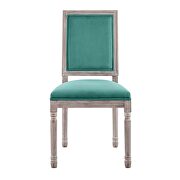 French vintage performance velvet dining side chair in natural teal additional photo 5 of 7