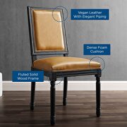 French vintage vegan leather dining side chair in black tan additional photo 3 of 7