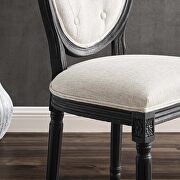 Vintage french upholstered fabric dining side chair in black beige additional photo 2 of 7