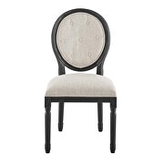 Vintage french upholstered fabric dining side chair in black beige additional photo 5 of 7