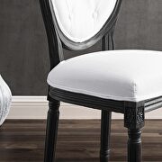 Vintage french upholstered fabric dining side chair in black white additional photo 2 of 7