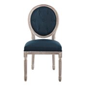 Vintage french upholstered fabric dining side chair in natural light blue additional photo 5 of 7