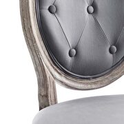 Vintage french performance velvet dining side chair in natural gray additional photo 4 of 7