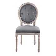 Vintage french performance velvet dining side chair in natural gray additional photo 5 of 7
