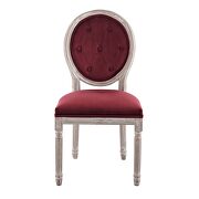 Vintage french performance velvet dining side chair in natural maroon additional photo 5 of 7