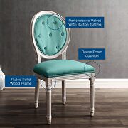 Vintage french performance velvet dining side chair in natural teal by Modway additional picture 3