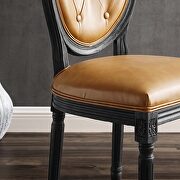Vintage french vegan leather dining side chair in black tan additional photo 2 of 7