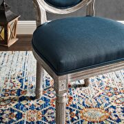 Vintage french upholstered fabric dining side chair in natural blue additional photo 2 of 7