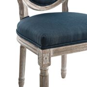 Vintage french upholstered fabric dining side chair in natural blue additional photo 4 of 7