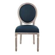 Vintage french upholstered fabric dining side chair in natural blue additional photo 5 of 7