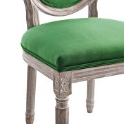 Vintage french performance velvet dining side chair in natural emerald additional photo 4 of 7