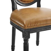Vintage french vegan leather dining side chair in black tan additional photo 4 of 7