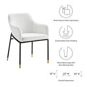 Performance velvet upholstery dining armchair in white finish by Modway additional picture 6
