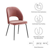Performance velvet upholstery dining chair in dusty rose finish (set of 2) by Modway additional picture 7