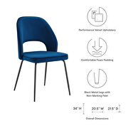Performance velvet upholstery dining chair in navy finish (set of 2) by Modway additional picture 7