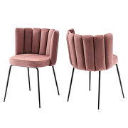 Performance velvet upholstery dining chair in dusty rose (set of 2) by Modway additional picture 2