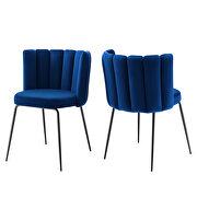Velvet fabric upholstery dining chair in navy finish (set of 2) by Modway additional picture 2