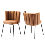 Vegan leather upholstery dining chairs in tan finish (set of 2) by Modway additional picture 2