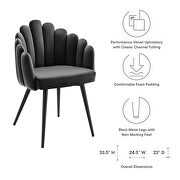 Performance velvet upholstery dining chair in charcoal finish by Modway additional picture 7