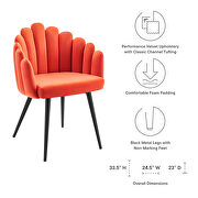 Performance velvet upholstery dining chair in orange finish by Modway additional picture 6