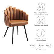 Vegan leather upholstery vertical channel tufting dining chair in tan finish by Modway additional picture 6
