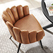 Vegan leather upholstery vertical channel tufting dining chair in tan finish by Modway additional picture 9