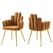 Performance velvet dining chair in gold/ cognac finish (set of 2) by Modway additional picture 2