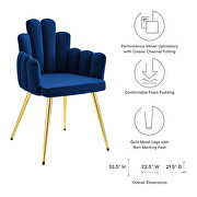 Performance velvet dining chair in gold/ navy finish (set of 2) by Modway additional picture 7