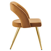 Cognac finish velvet upholstery and polished gold legs dining chair by Modway additional picture 3