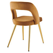Cognac finish velvet upholstery and polished gold legs dining chair by Modway additional picture 4