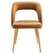 Cognac finish velvet upholstery and polished gold legs dining chair by Modway additional picture 5