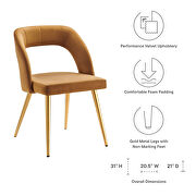 Cognac finish velvet upholstery and polished gold legs dining chair by Modway additional picture 6