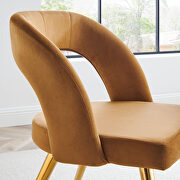 Cognac finish velvet upholstery and polished gold legs dining chair by Modway additional picture 7