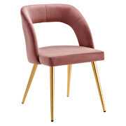 Dusty rose finish velvet upholstery and polished gold legs dining chair by Modway additional picture 2