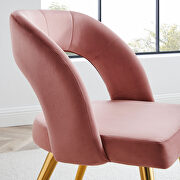 Dusty rose finish velvet upholstery and polished gold legs dining chair by Modway additional picture 7