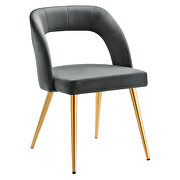 Gray finish velvet upholstery and polished gold legs dining chair by Modway additional picture 2