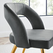 Gray finish velvet upholstery and polished gold legs dining chair by Modway additional picture 7